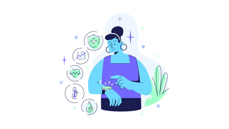 Health check via smartwatch  Illustration