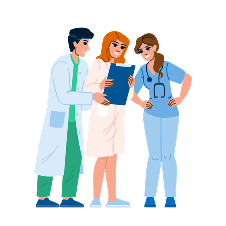 Health doctors and nurses in a hospital  Illustration