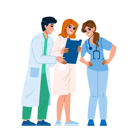 Health doctors and nurses in a hospital  Illustration