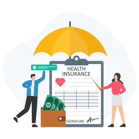 Health insurance contract signed by patient  Illustration