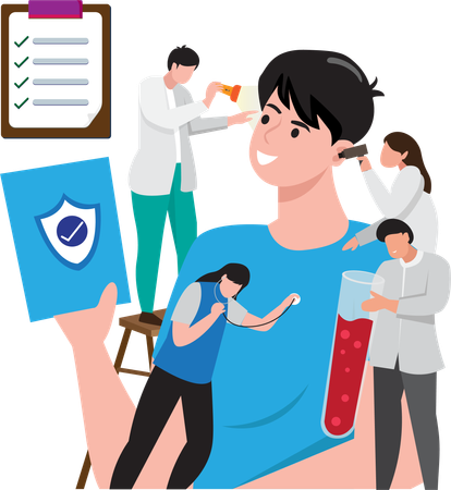 Health insurance is covered by a medical examination  Illustration