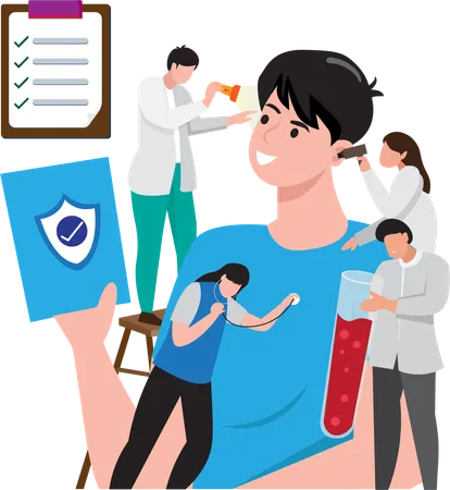 Health insurance is covered by a medical examination  Illustration