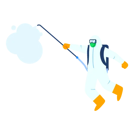 Health officer spraying disinfectant  Illustration