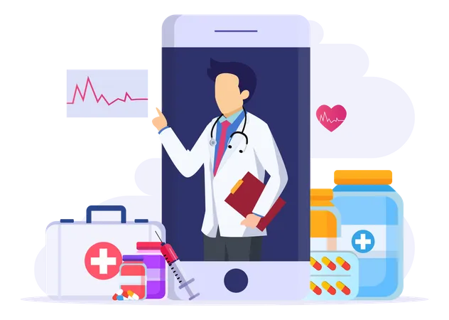 Vector Illustration Of Online Pharmacy Store Medicine Ordering Mobile App Illustration