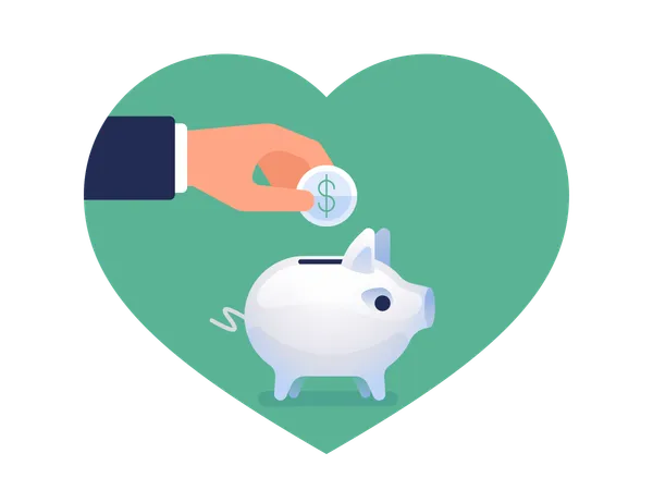 Healthcare And Medical Donation Hand Puts Money In The Piggy Bank Concept Of Care And Love Vector Flat Illustration Illustration