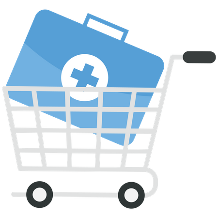 Healthcare box in a shopping cart with businessman  Illustration