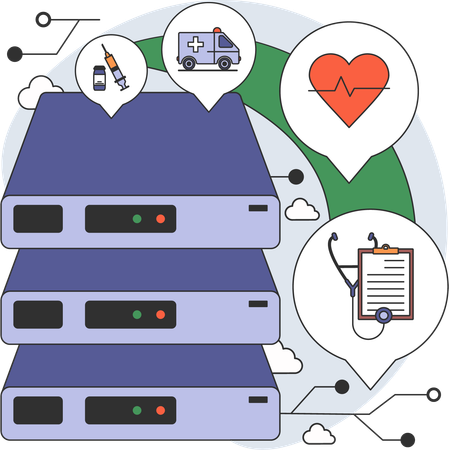 Healthcare data server  Illustration