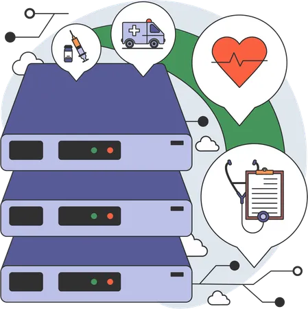 Healthcare data server  Illustration