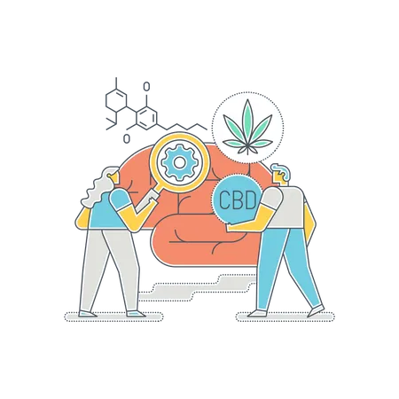 Healthcare persons using cannabidiol in treatment  Illustration