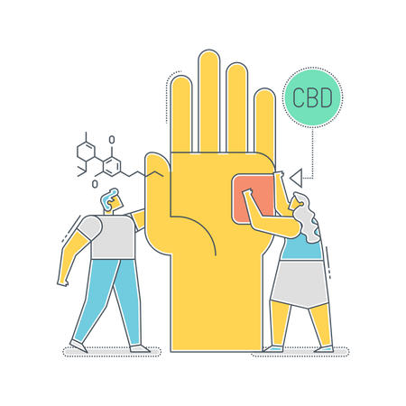 Healthcare persons using CBD as painkiller  Illustration