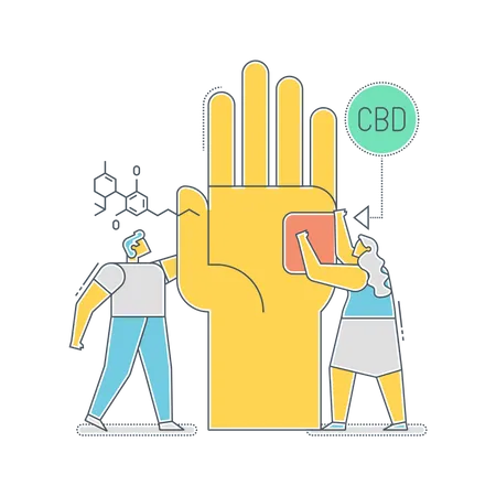 Healthcare persons using CBD as painkiller Illustration