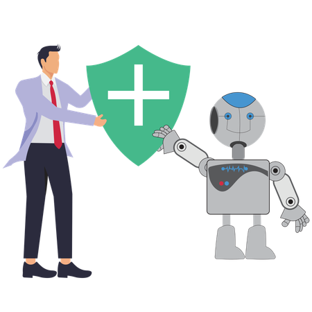 Healthcare Robot and Human doctors  Illustration