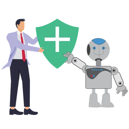 Healthcare Robot and Human doctors  Illustration