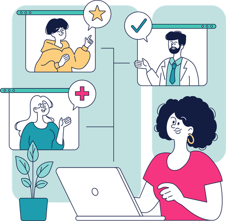 Healthcare specialist doing online conversation  Illustration