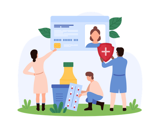 Healthcare Team Verifying Medical ID Information  Illustration