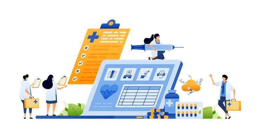 Healthcare with Digital Technology Illustration