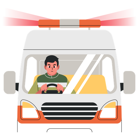 Healthcare worker driving ambulance  Illustration
