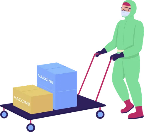 Healthcare worker transporting vaccines  Illustration