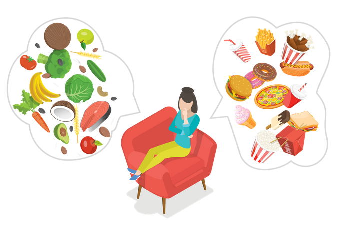 Healthy And Unhealthy Food  Illustration