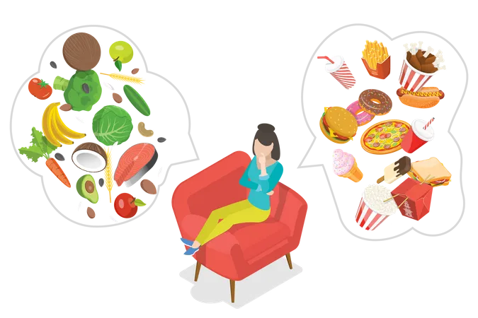 Healthy And Unhealthy Food  Illustration