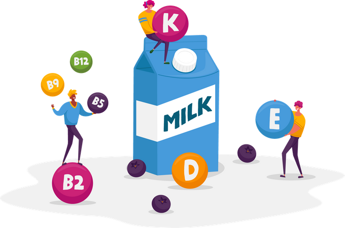 Healthy Dairy Production and Farm Drink Fortified Nutrition  Illustration