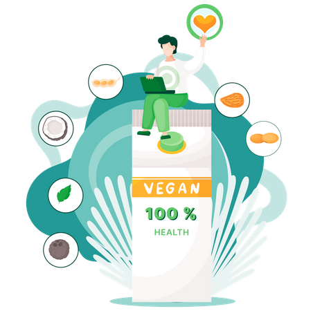 Healthy detox vegan food and drink Illustration