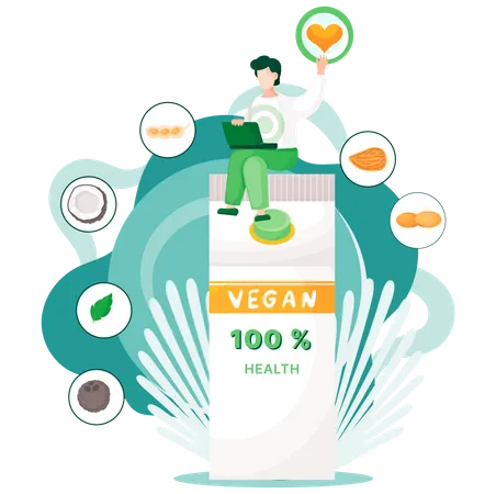 Healthy detox vegan food and drink Illustration