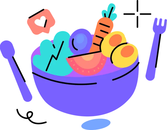 Healthy food bowl Illustration