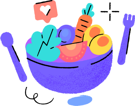 Healthy food bowl Illustration