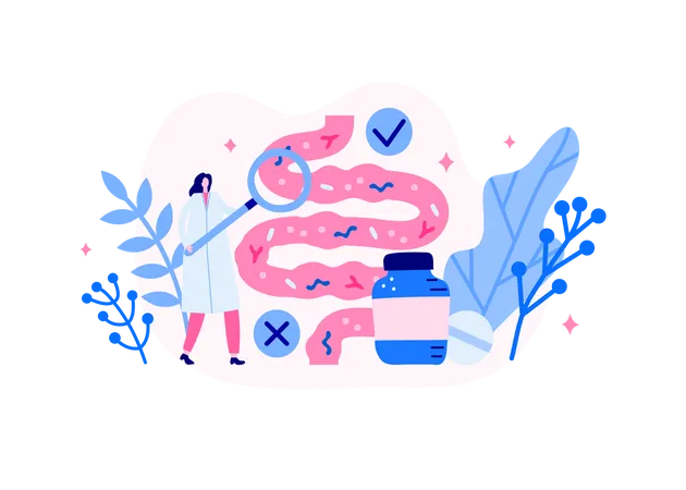 Healthy human gut flora Illustration