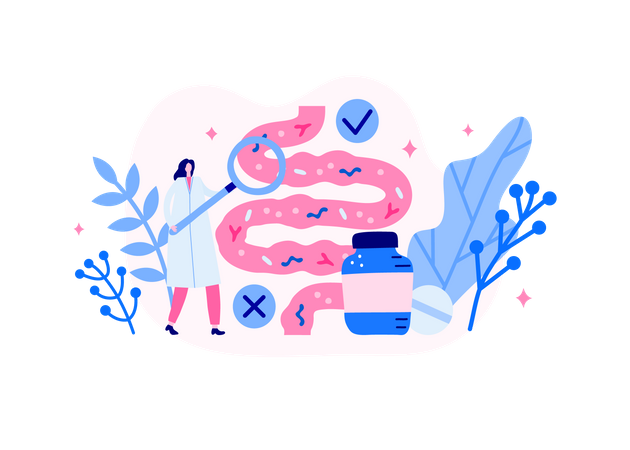Healthy human gut flora  イラスト
