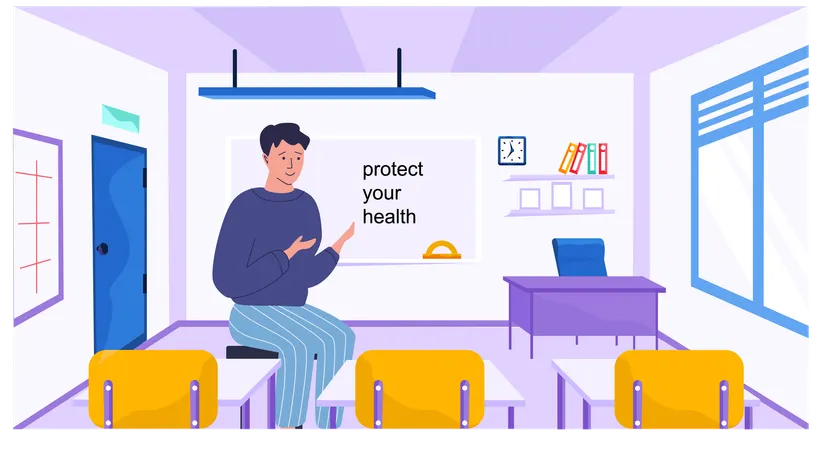 Healthy lifestyle conducted by teacher  Illustration