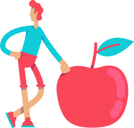 Healthy man with apple  Illustration