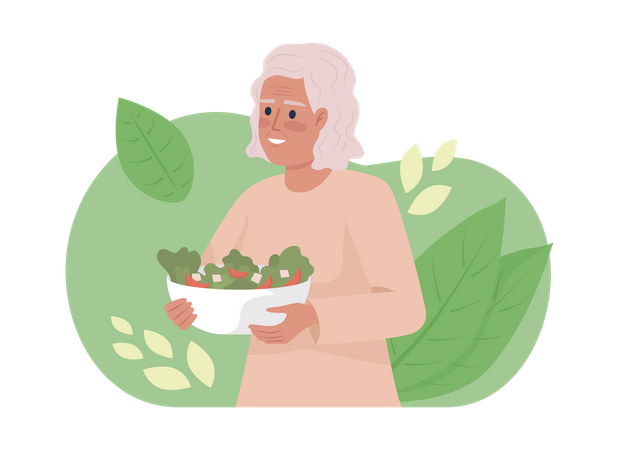 Healthy nutritious breakfast for seniors Illustration