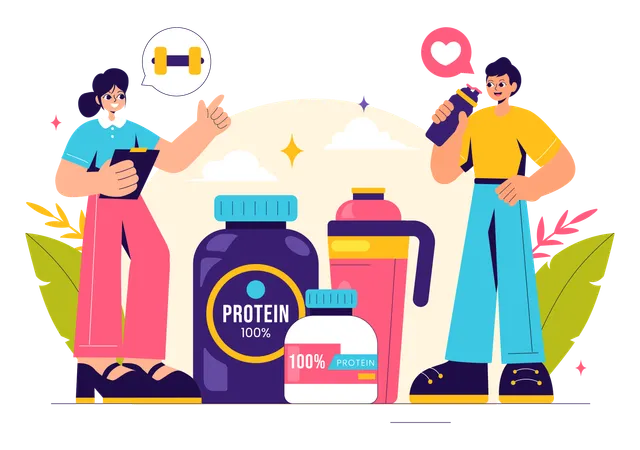 Healthy Protein Supplements  Illustration