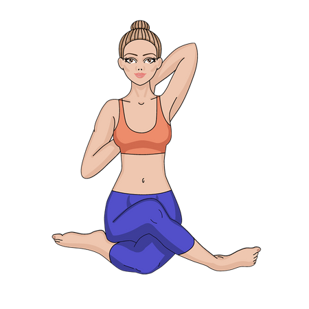 Healthy woman doing yoga Illustration