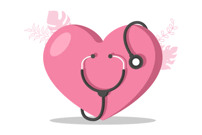 Heart and stethoscope  Illustration