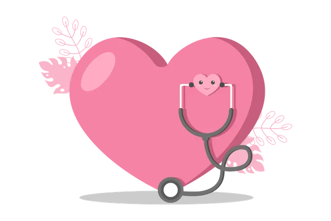 Heart and stethoscope  Illustration