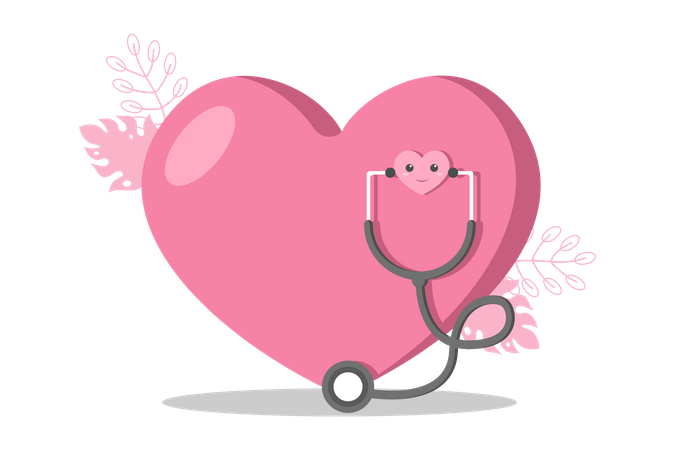 Heart and stethoscope  Illustration