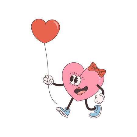 Heart Character holding balloon  Illustration