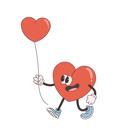 Heart Character holding balloon  Illustration