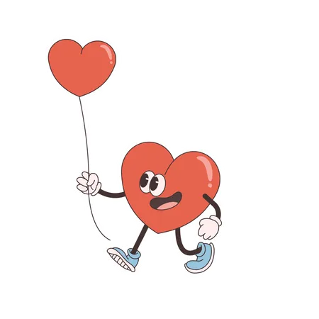 Heart Character holding balloon  Illustration