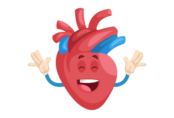 Heart character with smiling face  Illustration