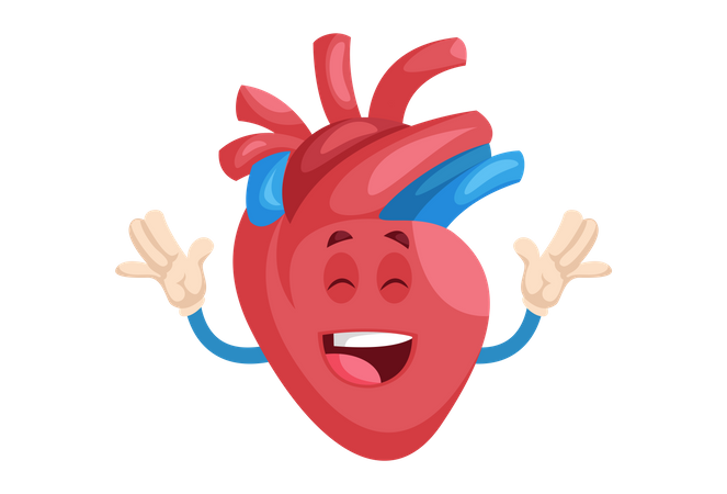 Heart character with smiling face  Illustration