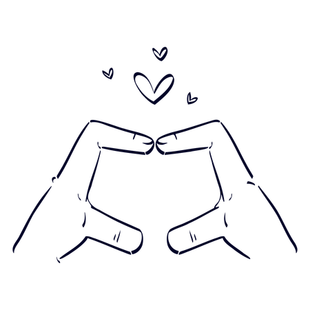 Heart Hand Gesture  イラスト