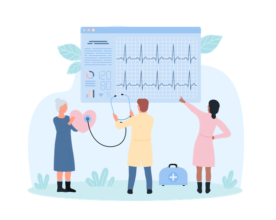 Heart health checkup by cardiologists  Illustration