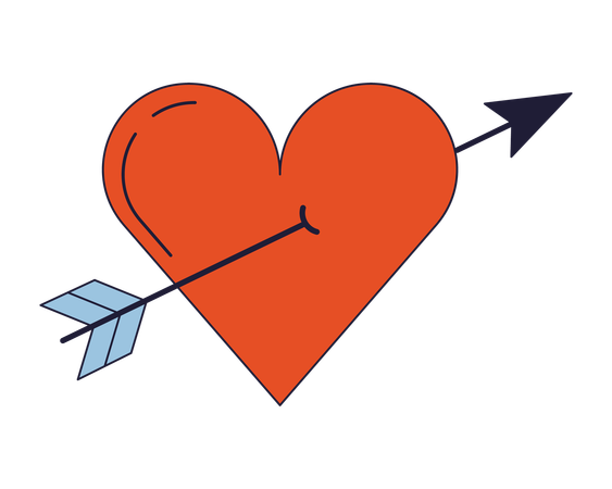 Heart pierced by arrow  Illustration