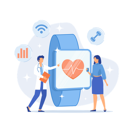 Heart rate on smartwatch  Illustration