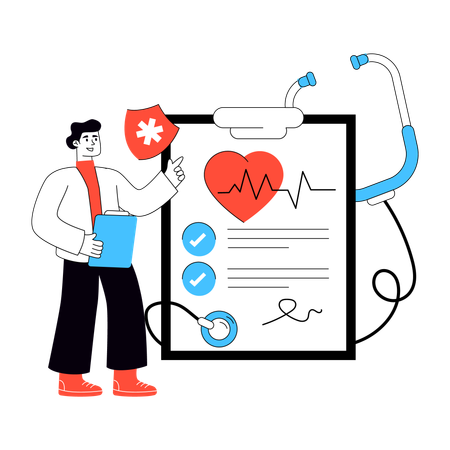 Heart Report discussed by doctor  Illustration
