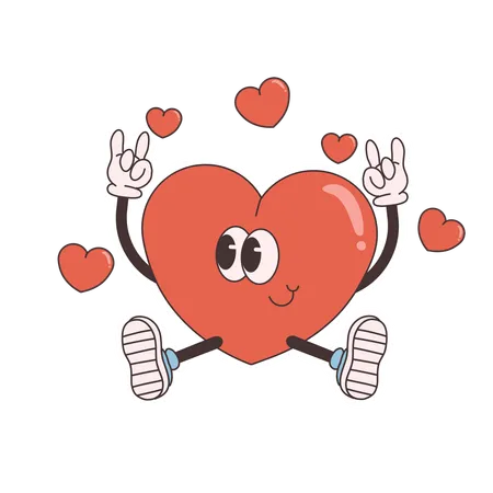 Heart showing victory sign  Illustration